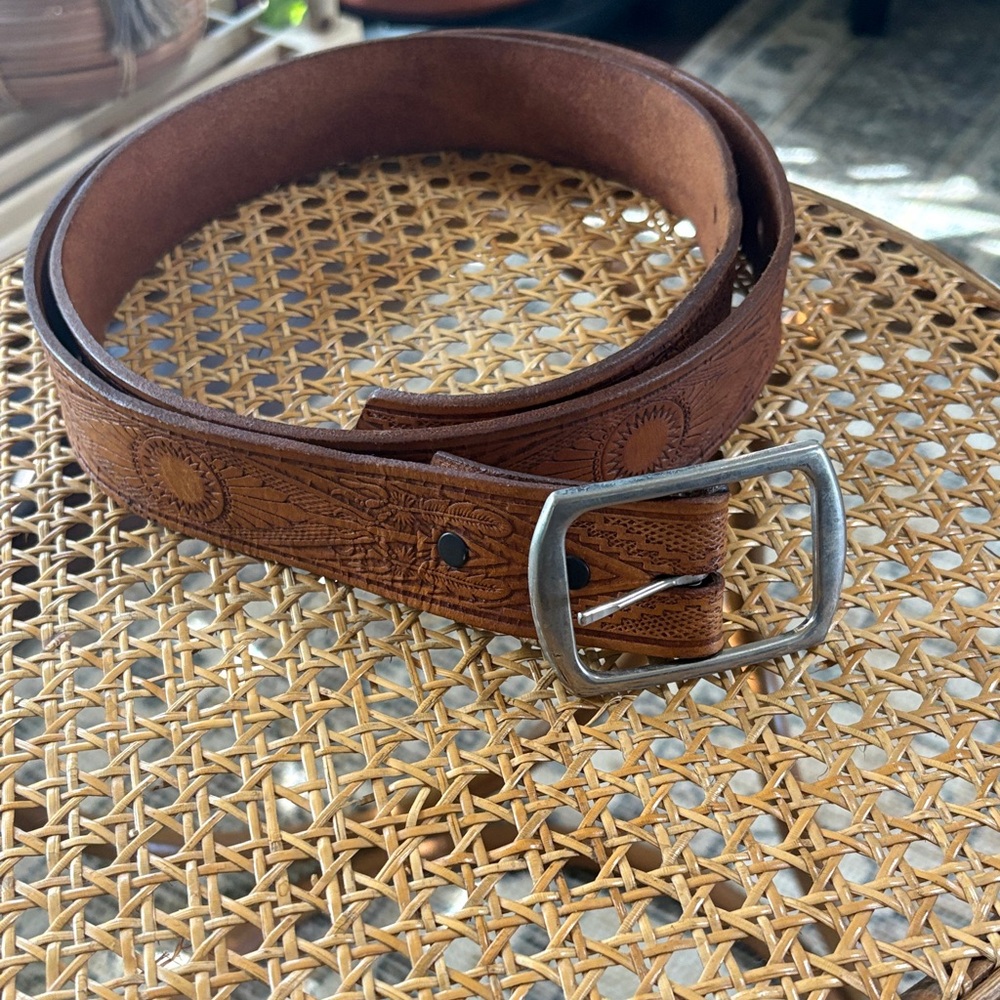 Tooled Leather belt.   Size 44